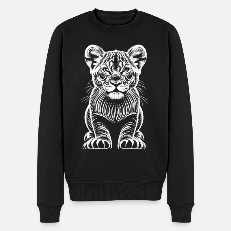 Grâce enfantine : Le lionceau en blanc pur - Pull Premium bio Homme - noir