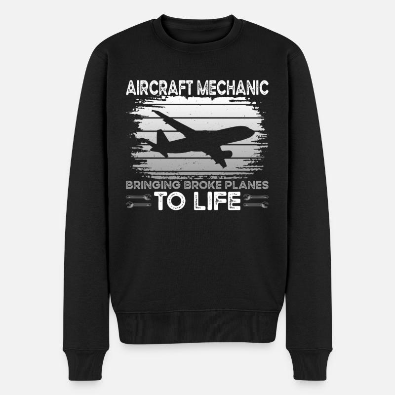 Flugzeugmechaniker Spruch - Männer Premium Bio Pullover - Schwarz
