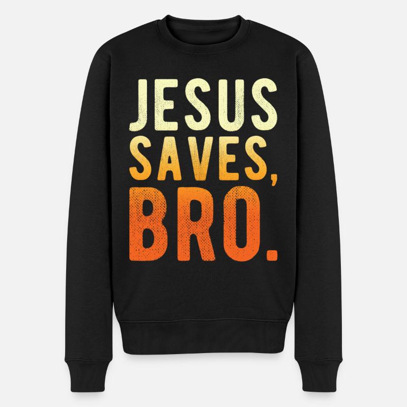 Jesus Rettet Bruder - Männer Premium Bio Pullover - Schwarz