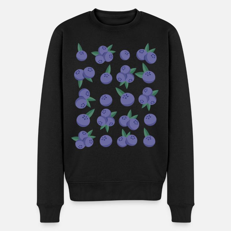 Blaubeeren Beeren Frucht Muster - Männer Premium Bio Pullover - Schwarz