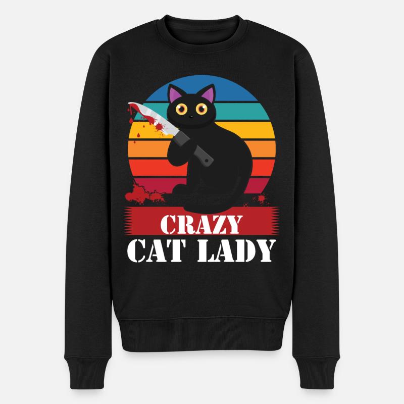 Crazy Cat Lady - Pull Premium bio Homme - noir