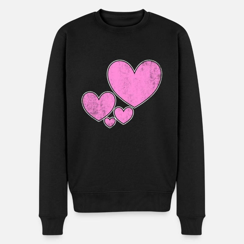 Cœurs dans l’amour Cœurs - Pull Premium bio Homme - noir