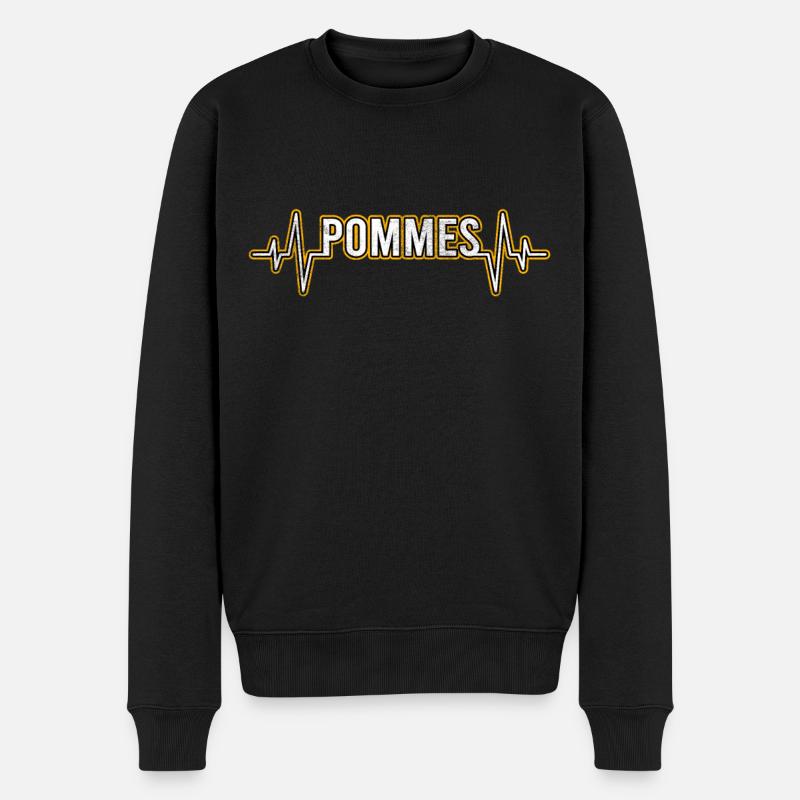 Pommes Herzschlag - Männer Premium Bio Pullover - Schwarz