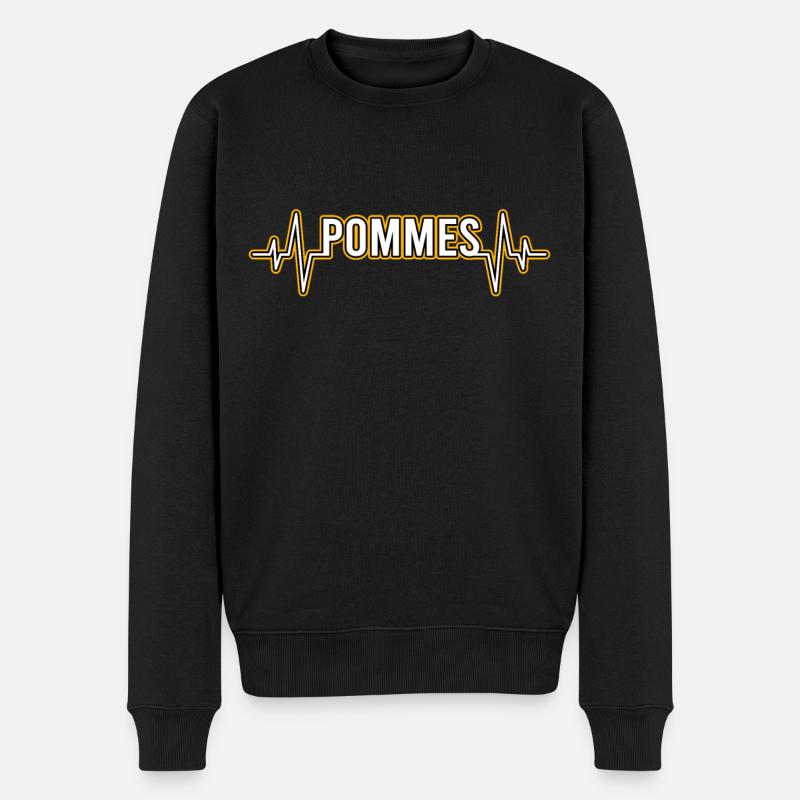 Pommes Herzschlag - Männer Premium Bio Pullover - Schwarz