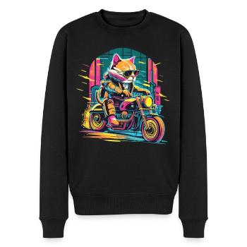 Ride with Paws - Katzenpower auf dem Bike - Männer Premium Bio Pullover - Schwarz - Vorne - Nico (187cm)