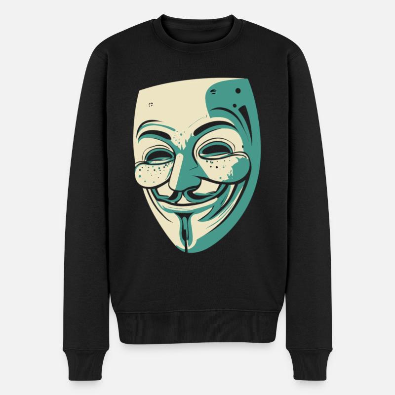 Guy Fawkes Maske - Männer Premium Bio Pullover - Schwarz