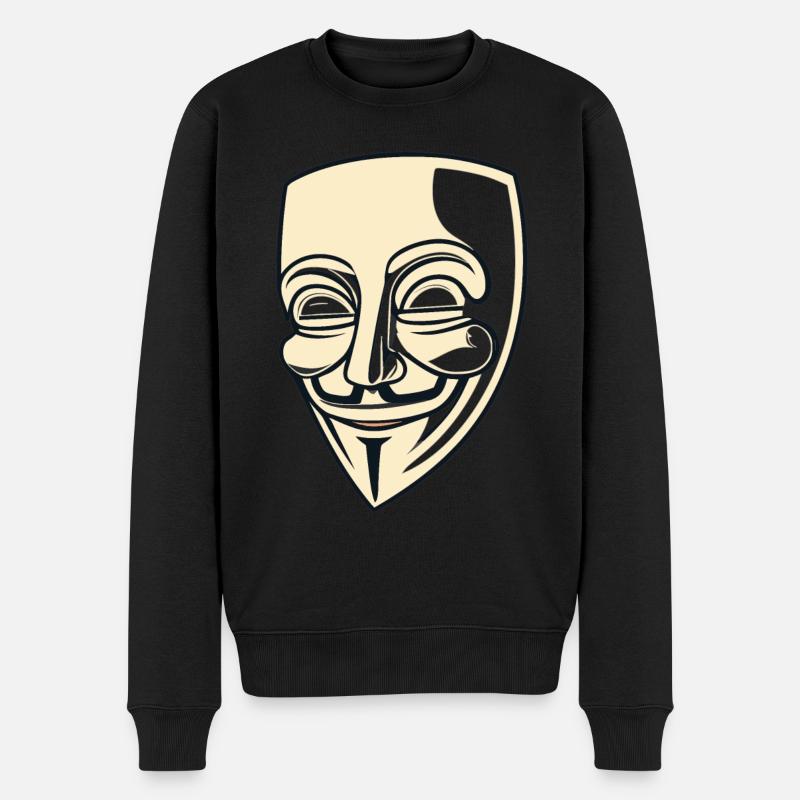 Guy Fawkes Maske - Männer Premium Bio Pullover - Schwarz