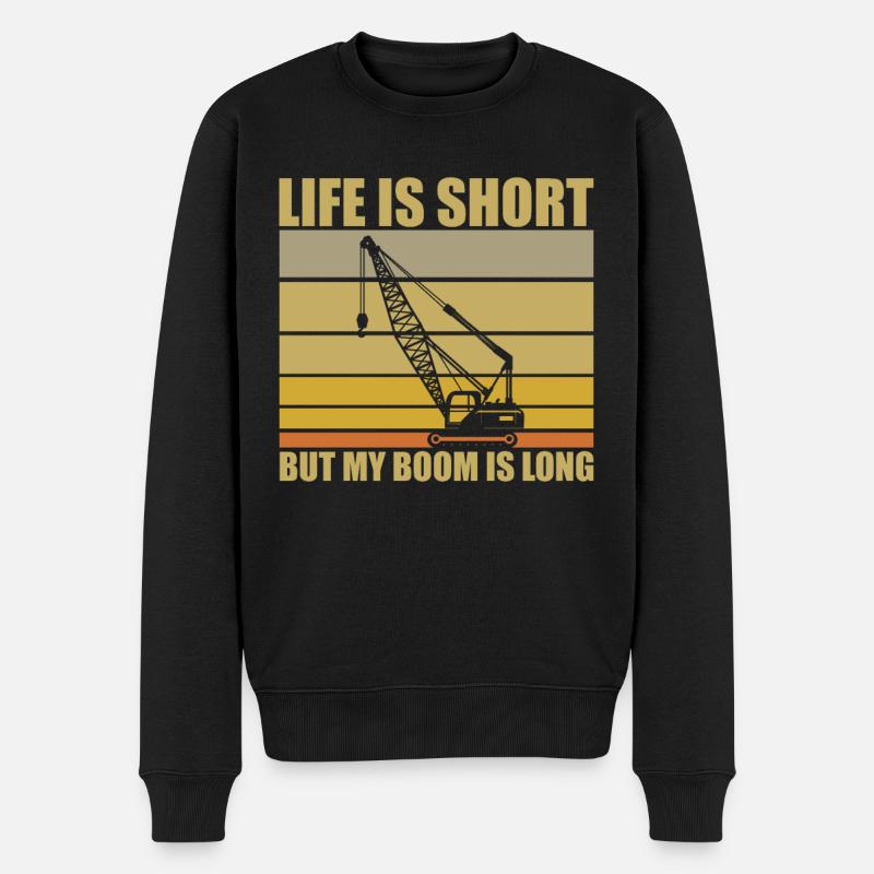 Kranführer Spruch - Männer Premium Bio Pullover - Schwarz