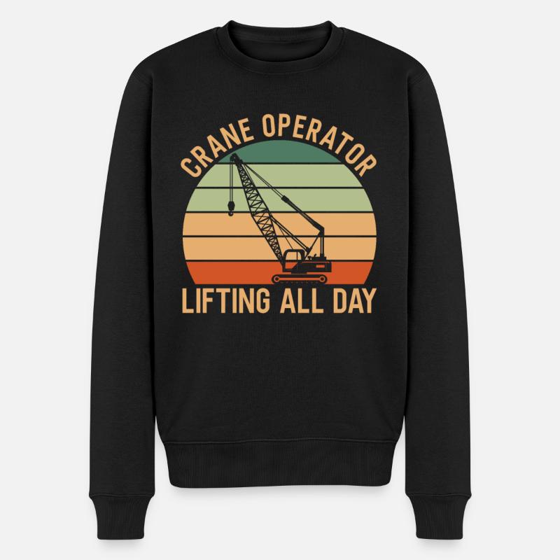 Kranfahrer Spruch - Männer Premium Bio Pullover - Schwarz