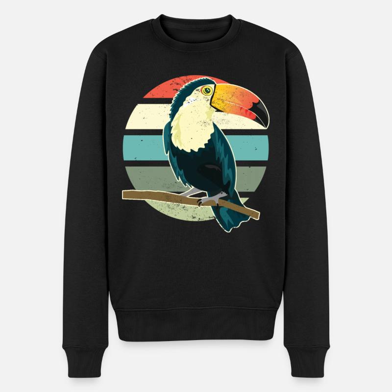Tukan Wildtier Tier Vogel Retro Vintage Tukan - Männer Premium Bio Pullover - Schwarz