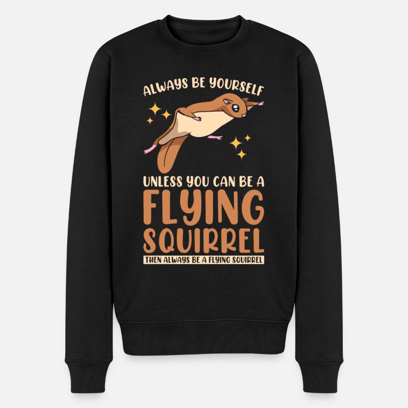 Fliegende Eichhörnchen-Liebhaber - Männer Premium Bio Pullover - Schwarz