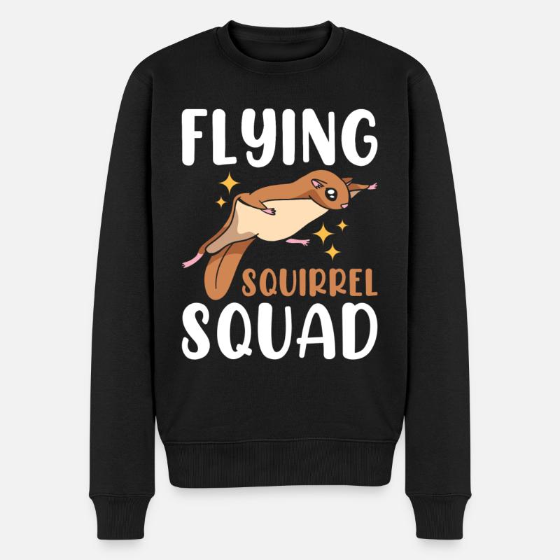 Fliegende Eichhörnchen-Truppe - Männer Premium Bio Pullover - Schwarz