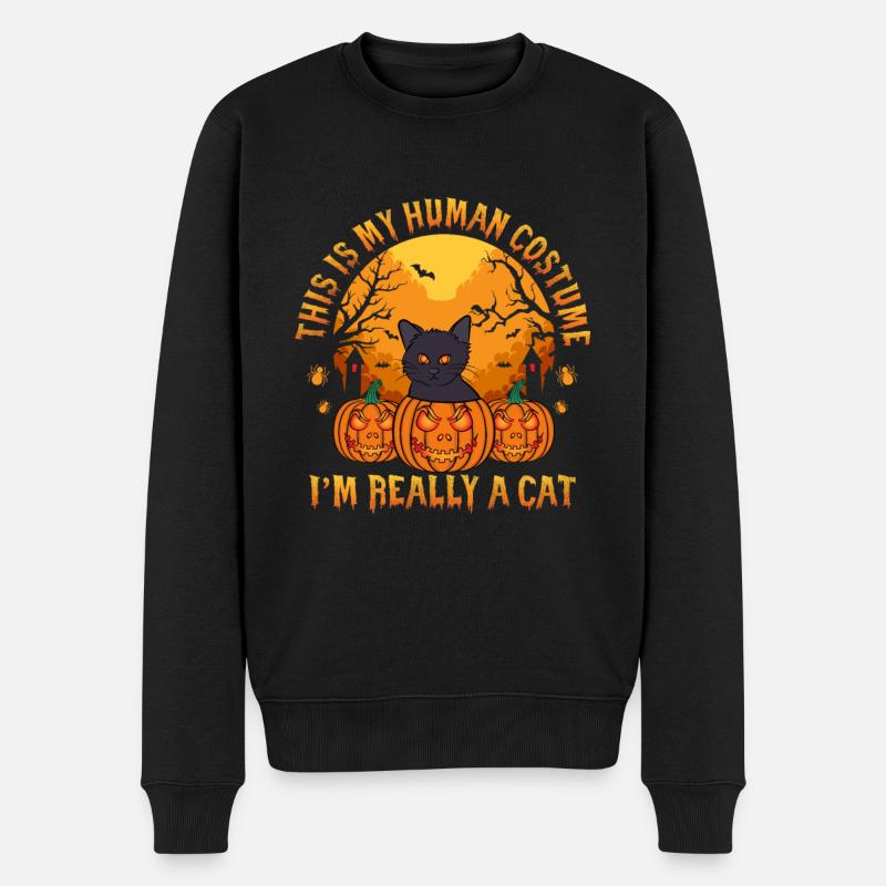 Halloween Horror Hexe Kürbis Skelett Geist - Männer Premium Bio Pullover - Schwarz
