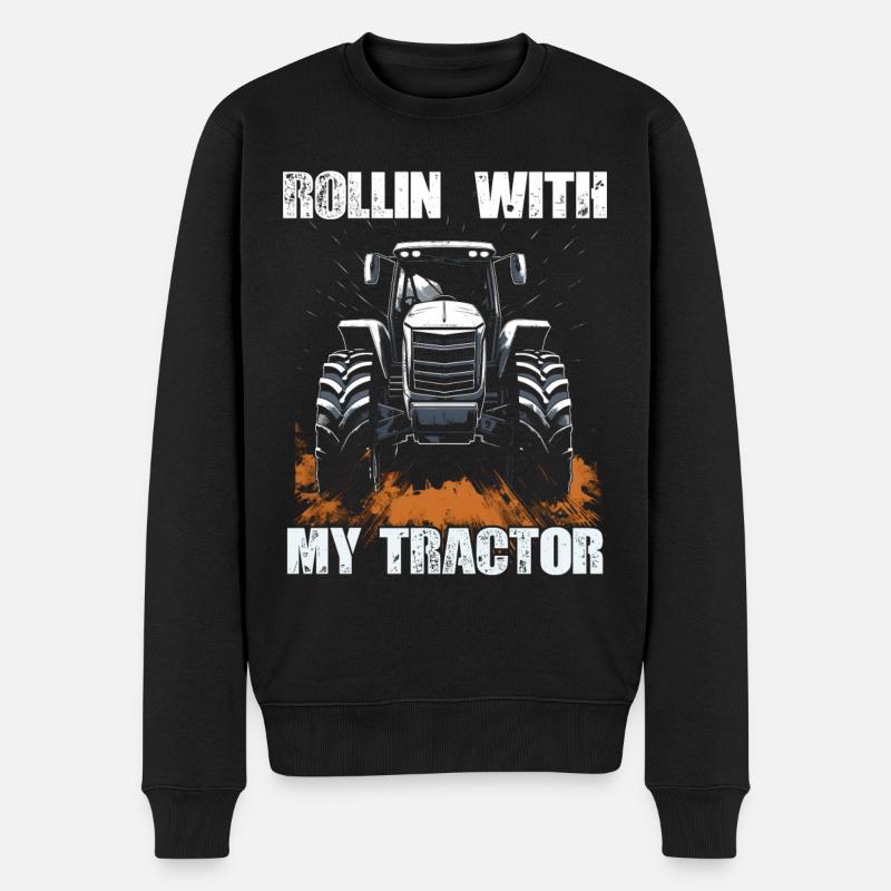 Rollin' With My Tractor Traktor Landwirtschaft - Männer Premium Bio Pullover - Schwarz