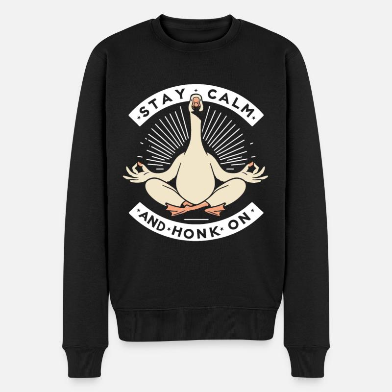 Restez calme oie - Pull Premium bio Homme - noir
