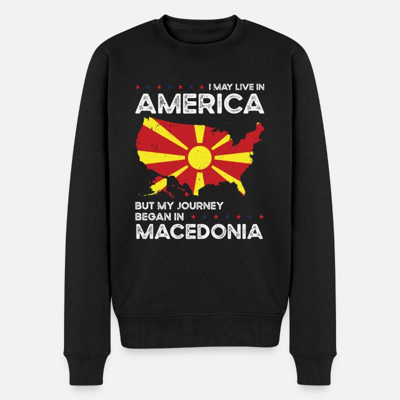 Mazedonischer Amerikanischer Patriot USA - Männer Premium Bio Pullover - Schwarz