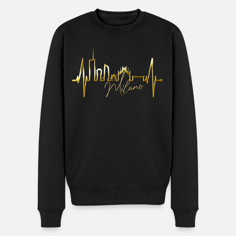 Mailand Skyline Italien Herzschlag Fan Love Milano - Männer Premium Bio Pullover - Schwarz