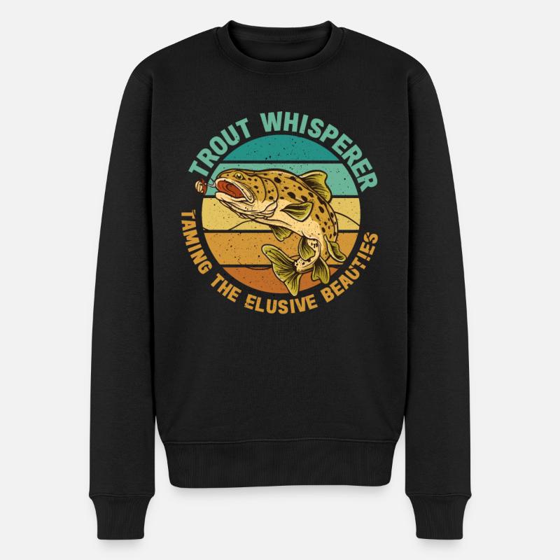 Fischen Forelle Lachs Fischer Angler Barsch - Männer Premium Bio Pullover - Schwarz