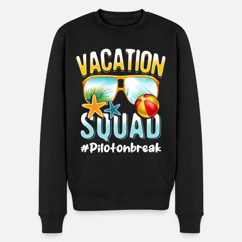 Pilot Vacation Squad #Pilotonbreak - Men's Premium Organic Jumper - black