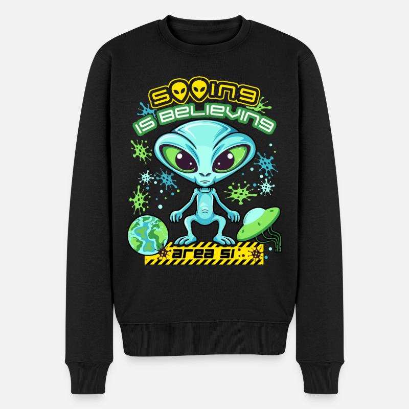 Area 51 Alien, Aliens Spruch, Raumschiff Planeten - Männer Premium Bio Pullover - Schwarz