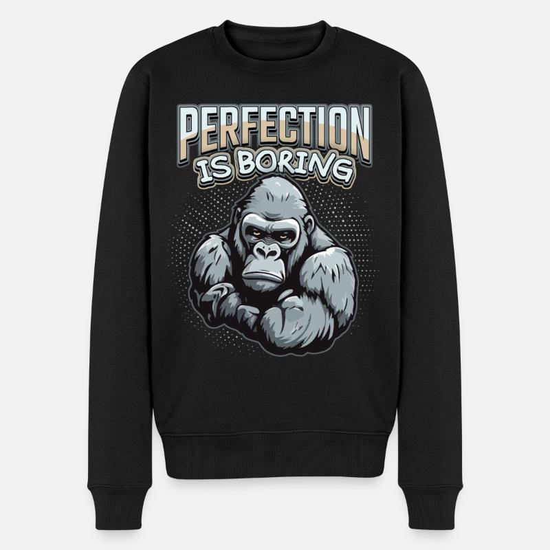 Lustiger Gorilla Affe Spruch, Comic - Männer Premium Bio Pullover - Schwarz