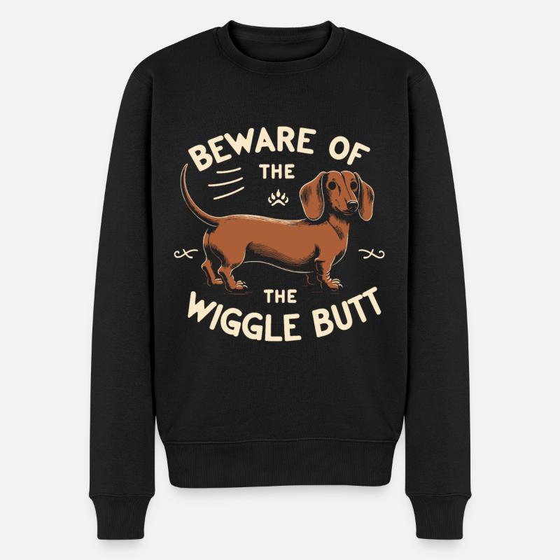 Wigglebutt Dackel - Männer Premium Bio Pullover - Schwarz