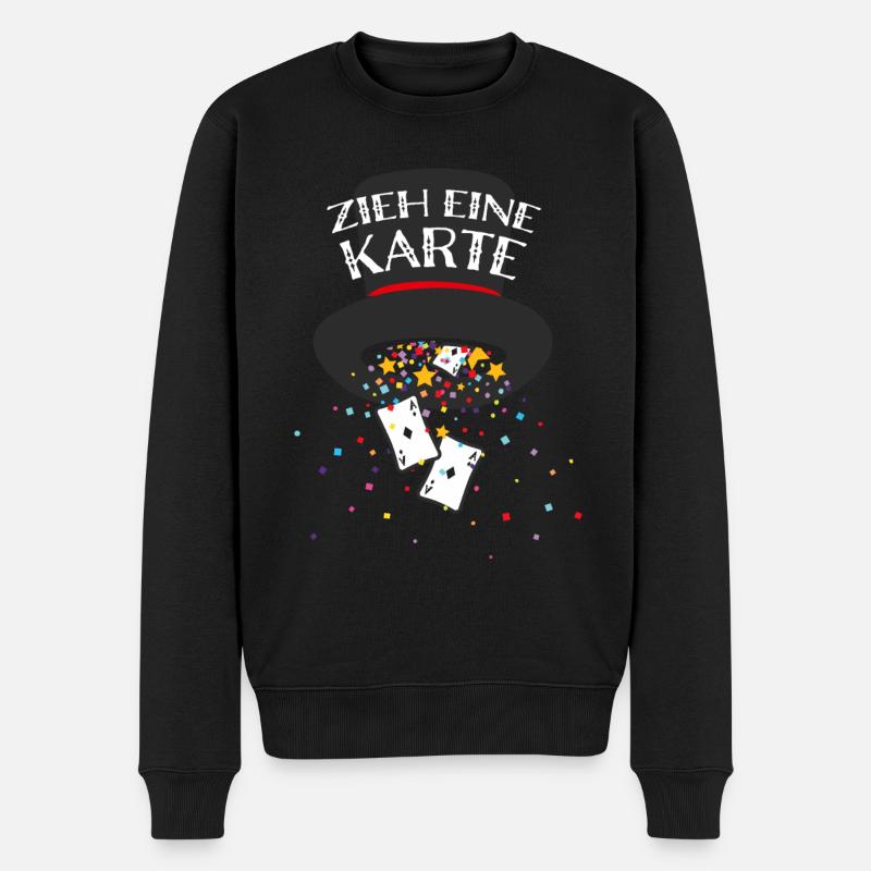 Zieh eine Karte Magier Kartenmagie Kartentricks - Männer Premium Bio Pullover - Schwarz