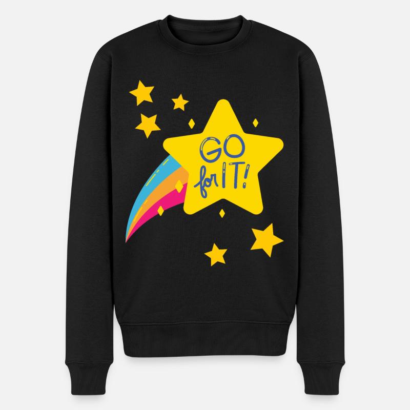 GO for it / Motivation zu mehr Mut / Geschenkidee - Männer Premium Bio Pullover - Schwarz
