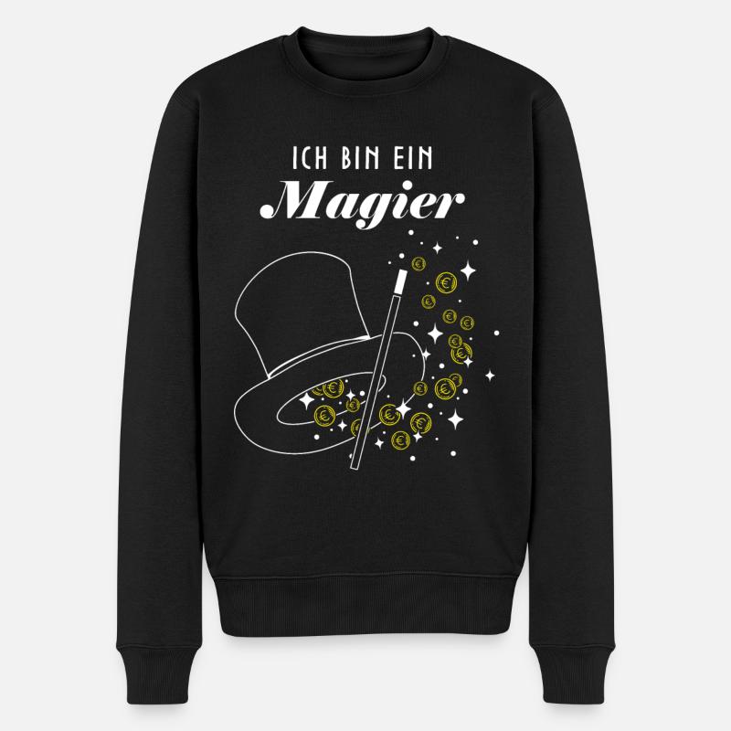 Magier Zauberer Münzmagie Münztricks Illusionist - Männer Premium Bio Pullover - Schwarz