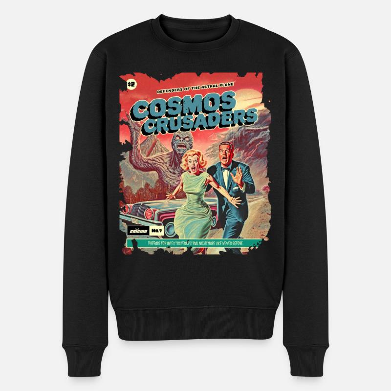 Comic, Comicstrip, 50er Jahre, Crazy Monster - Männer Premium Bio Pullover - Schwarz