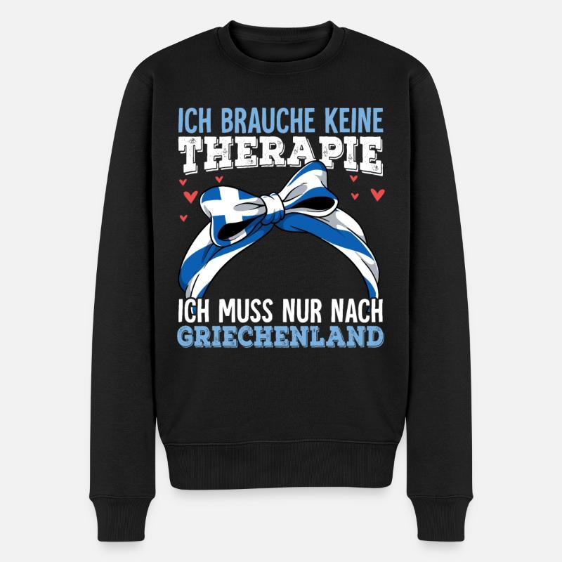 Griechenland - Männer Premium Bio Pullover - Schwarz