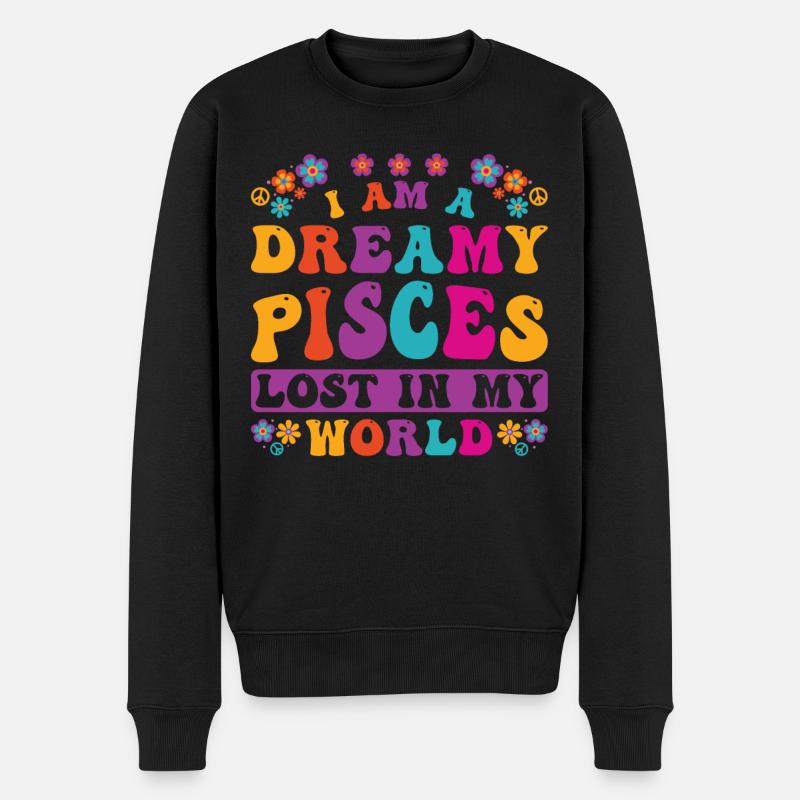 Poissons Zodiaque Personnalité Groovy Cool - Pull Premium bio Homme - noir