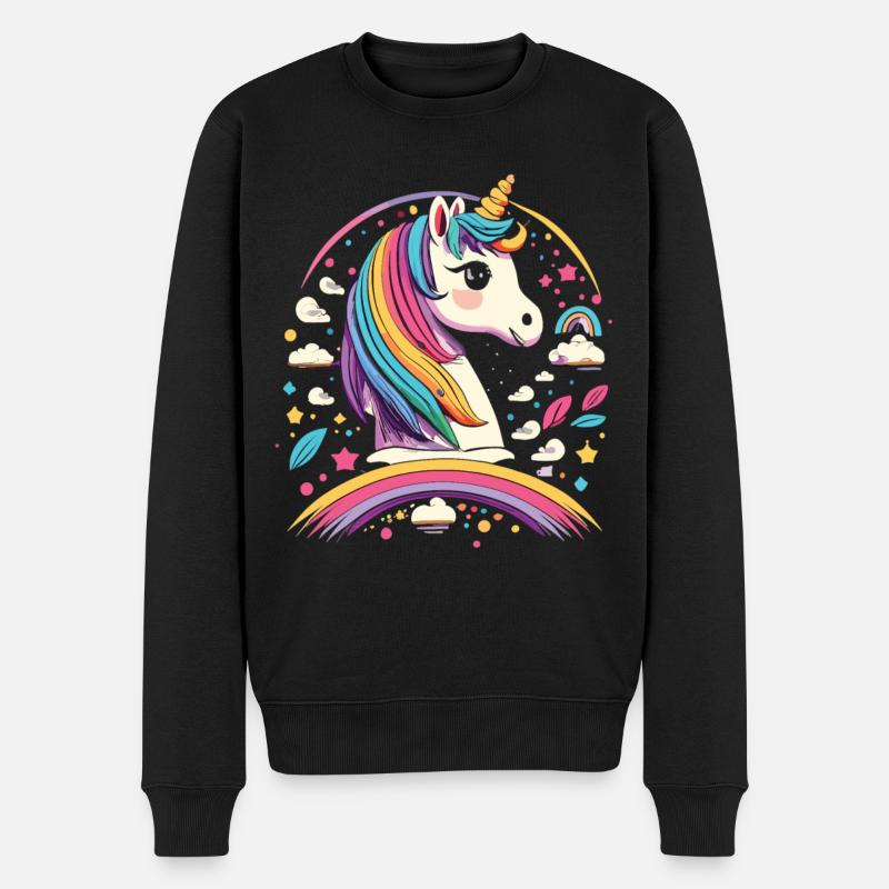 Magie de la licorne - Noël dans une débauche de couleurs - Pull Premium bio Homme - noir