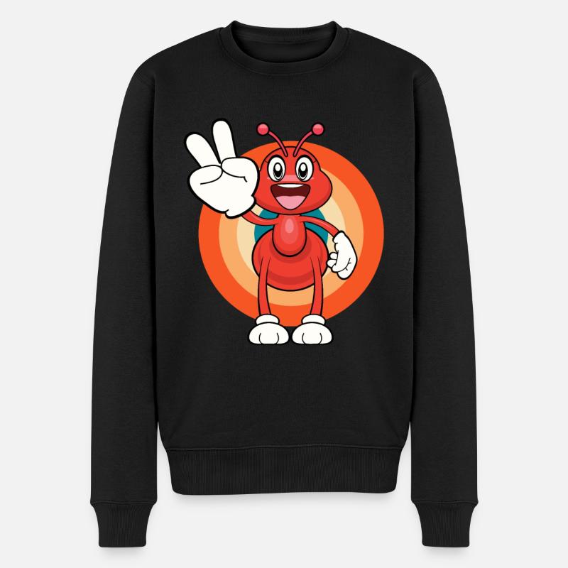Ameise Peace - Männer Premium Bio Pullover - Schwarz