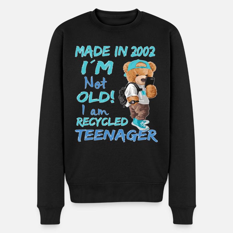 2002 Anniversaire Teddy drôle vieil adolescent - Pull Premium bio Homme - noir