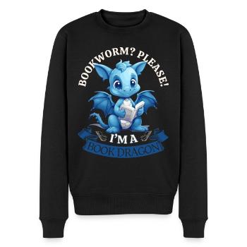 Bücherwurm: "Bookworm? Please! I'm A Book Dragon" - Männer Premium Bio Pullover - Schwarz - Vorne - Nico (187cm)