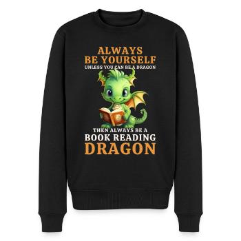 "Always Be Yourself" - Bücher lesen Grüner Drachen - Männer Premium Bio Pullover - Schwarz - Vorne - Nico (187cm)