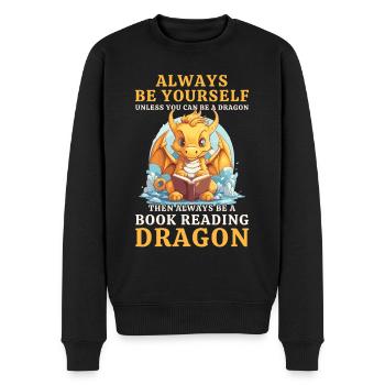 "Always Be Yourself" - Bücher lesen Gelber Drachen - Männer Premium Bio Pullover - Schwarz - Vorne - Nico (187cm)