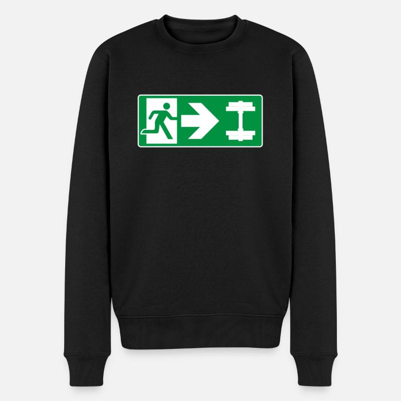 Emergency Exit Dumbbell Gym - Men's Premium Organic Jumper - black