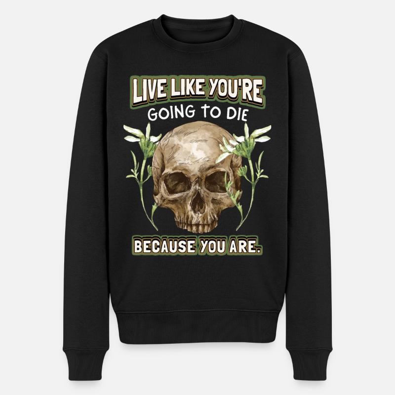 Lustiger Totenkopf Spruch, Vintage Totenschädel - Männer Premium Bio Pullover - Schwarz