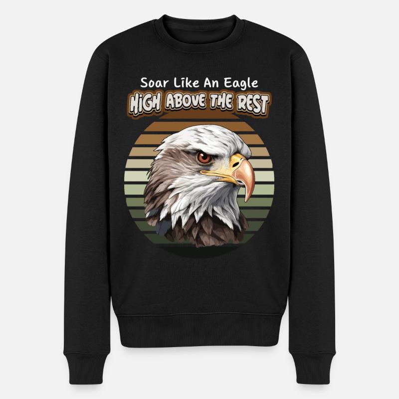 Illustration d’aigle, motif d’aigle, dicton - Pull Premium bio Homme - noir