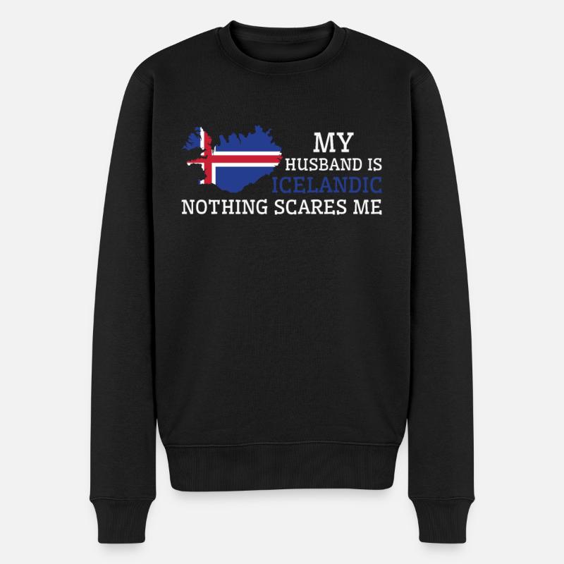 Nichts macht mir Angst Meine Frau ist Isländerin - Männer Premium Bio Pullover - Schwarz
