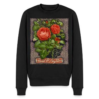 Botanische Rose, vintage Illustration Paul Neyron - Männer Premium Bio Pullover - Schwarz - Vorne - Nico (187cm)