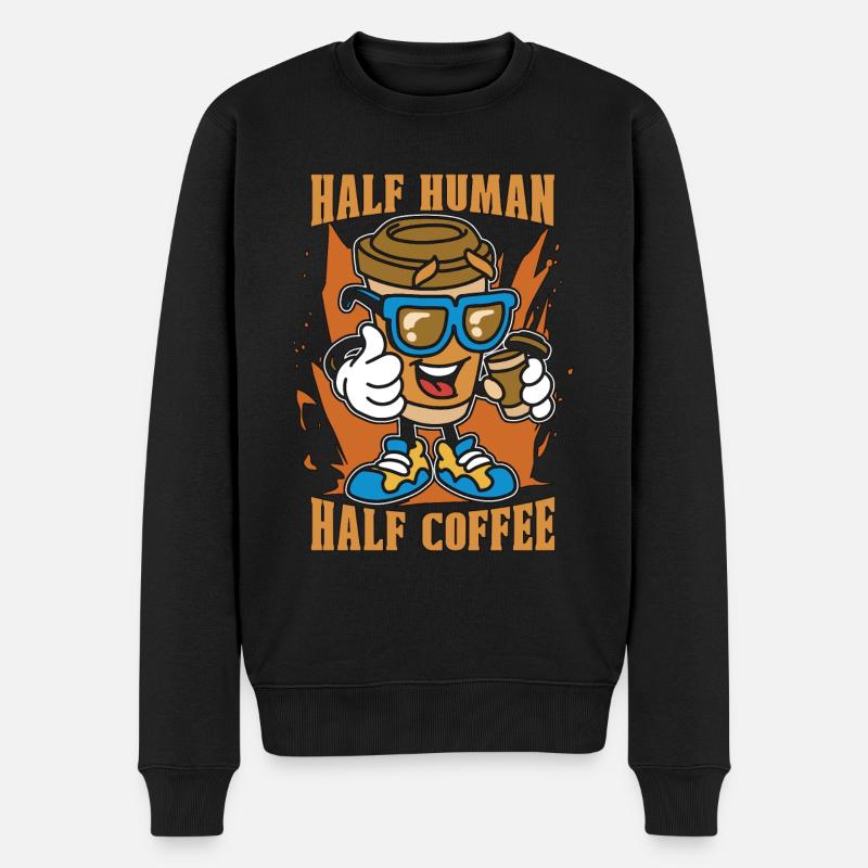 Espresso Mi-Humain Mi-Café Barista Caféine - Pull Premium bio Homme - noir