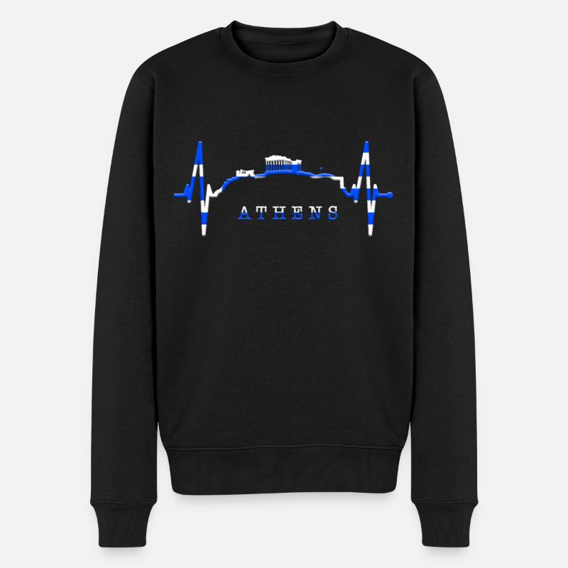 Athènes Skyline Heartbeat Grèce Acropole - Pull Premium bio Homme - noir