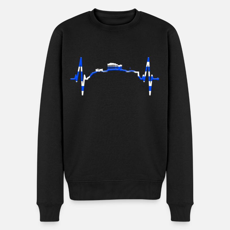 Athènes Skyline Heartbeat Grèce Acropole - Pull Premium bio Homme - noir