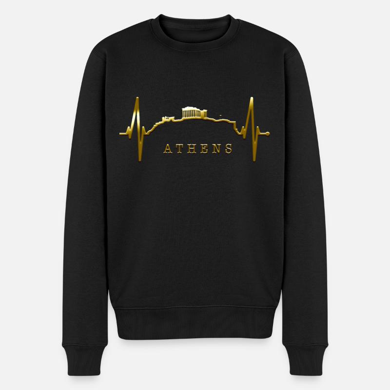 Athènes Skyline Heartbeat Grèce Acropole - Pull Premium bio Homme - noir