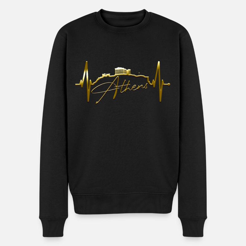 Athènes Skyline Heartbeat Grèce Acropole - Pull Premium bio Homme - noir