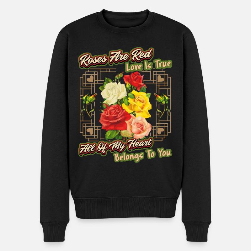 Roses rouges, amour, la Saint-Valentin dictant - Pull Premium bio Homme - noir