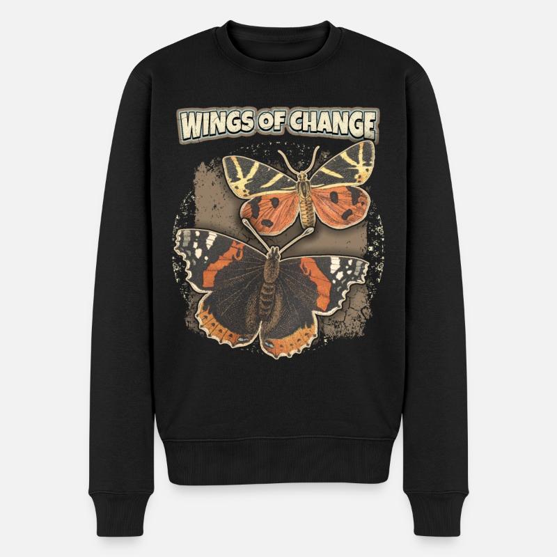 Vintage Schmetterling-Butterfly Falter Spruch - Männer Premium Bio Pullover - Schwarz